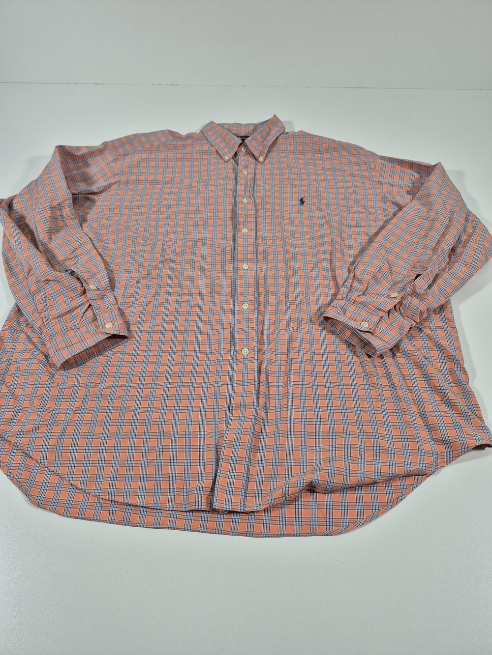 Ralph Lauren Blake Shirt Mens 2XL Orange Plaid Classic Fit Button Down L/S Pony